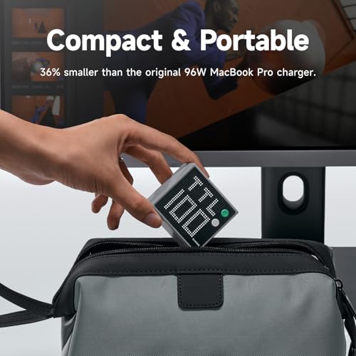 Image of SHARGE Pixel 100 USB C Charger 100W Laptop GaN Charger 4-Port Fast Charging with Dot-Matrix Display PD 3.0, Foldable and Compact for MacBook Air, iPhone 17 /16
