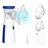 Nebulizador Portátil,Nebulizador Adultos,USB-C Recargable Aerosol Ultrasónico,2 Máscaras y 1 Boquillas,Ruido Bajo Silenciosos,Adecuado para Adultos y Bebe en Casa y de Viaje