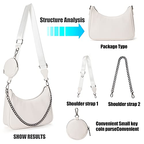 Image of myfriday Women PU Hobo Crossbody Bag, Coin Purse, 2 Straps Shoulder Purse | Anti-scratch PU, center divider, zipper pocket and coin pouch organize cosmetics, wallet and phone for commute or dates