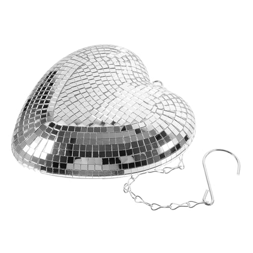 PRETYZOOM Disco Ball Hanging Ornaments Heart Shaped Mirror Ball Decor for Party Decorations