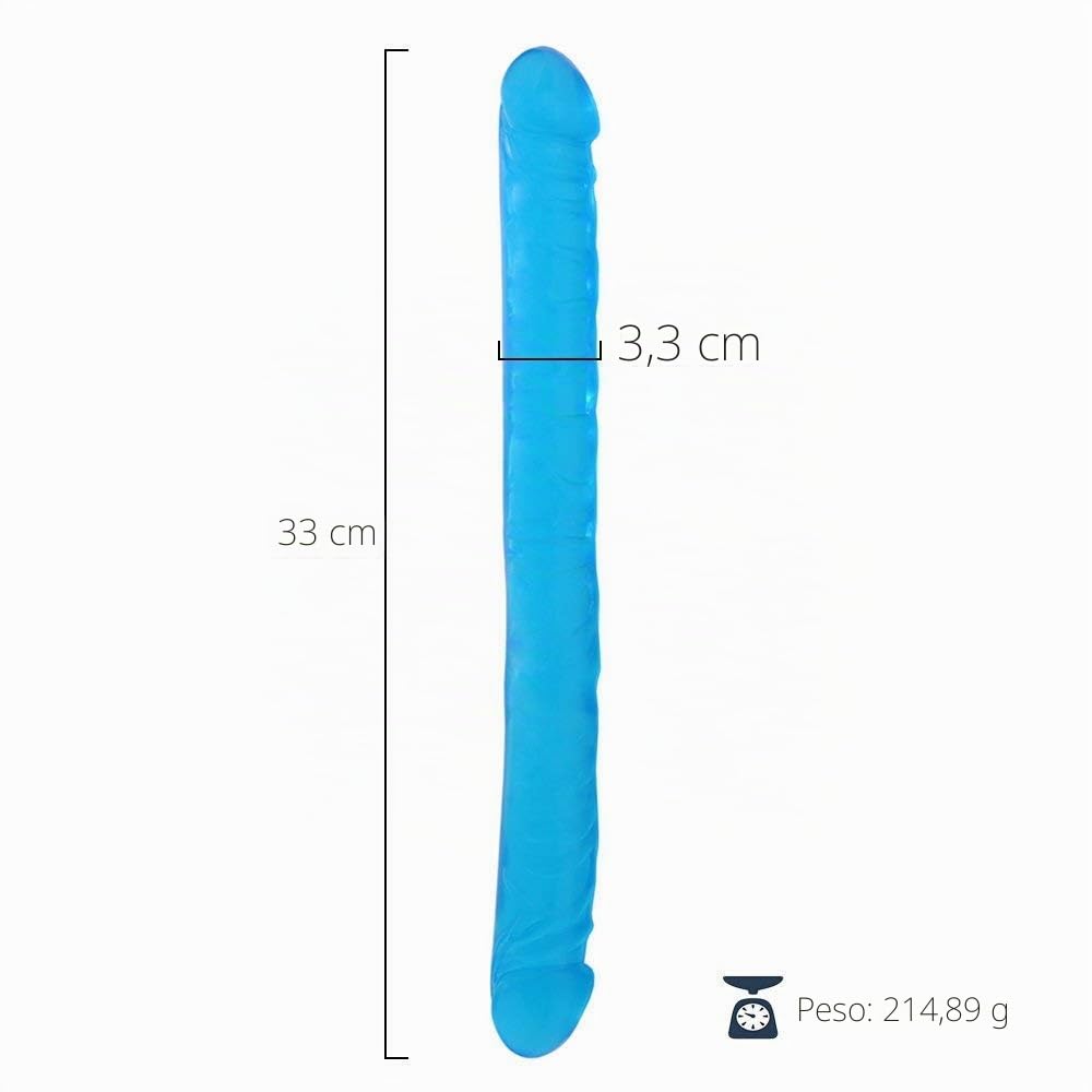 Doble Dildo Realista Real Dong Replica Doble Penetracion Juguetes Eróticos para lesbiana y Mujer(Azul)