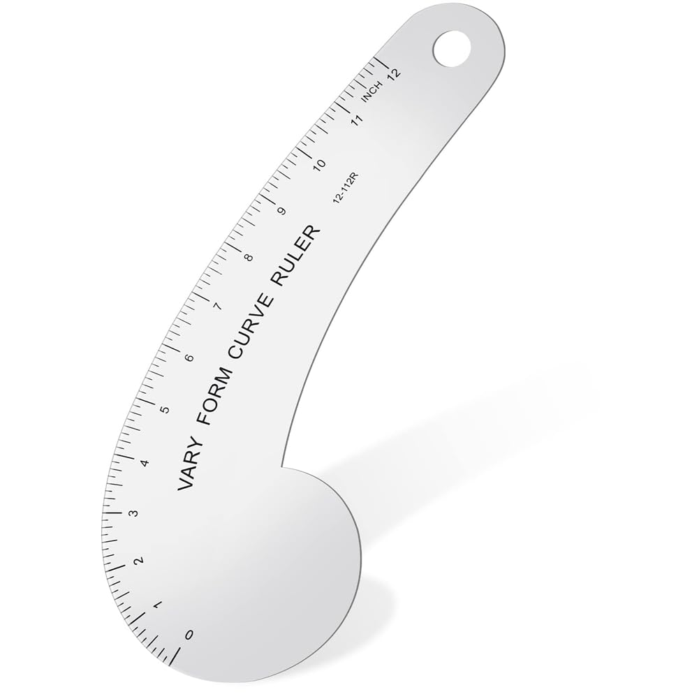 Vary Form Curve Ruler Solid Metal French Curve Hip Curve Ruler for Measuring Sewing , Pack of 1