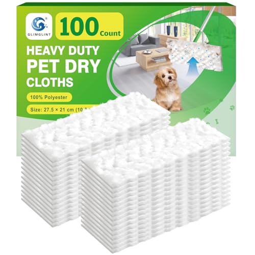 GLIMGLINT Heavy Duty Dry Sweeping Cloths Compatible with Swiffer Sweeper, Disposable Duster Mop Pads Refills for Floor Cleaning, Pet Hair, Dust and Dirt, Dry Cloths for Wood Floors, 100 Count
