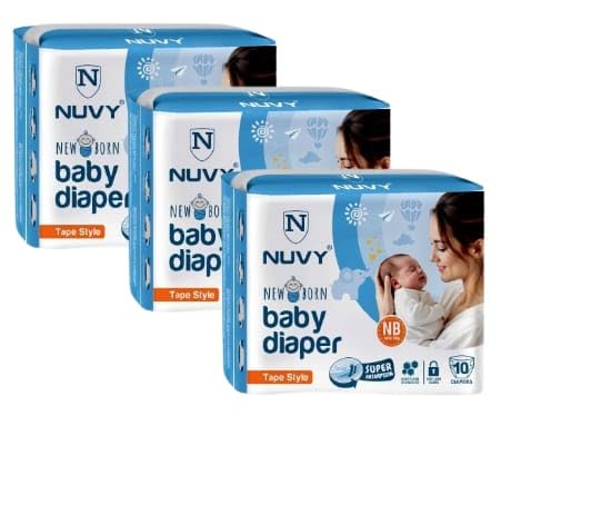 Baby Diaper New Born Tape Style (Upto 5Kg), Super Absorption, Side Leak Guard, Honeycomb Technology, Pack of 3 (30 Units)-image-37