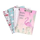 STOBOK 4pcs Flamingo Pattern Paperboard Colorful Clipboards A4 Folder Student Dual-use Wirting Cilp...