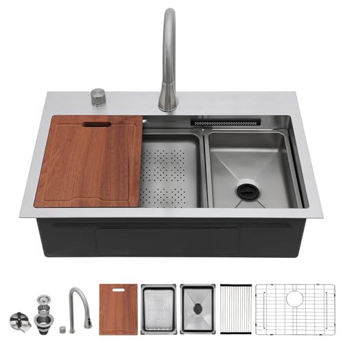 Lordear 31 Drop Kitchen Sink with Faucet Combo -...