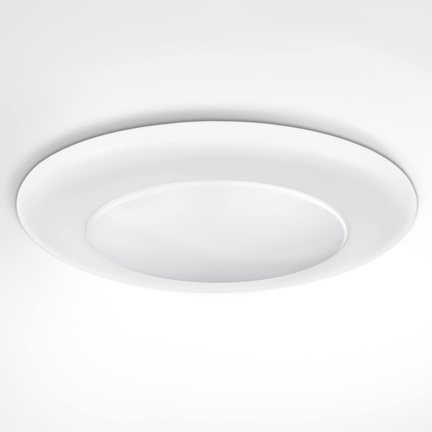 ASD1 Pack 4 Inch LED Disk Light, Dimmable Low Profile Ceiling Light, White Finish Flush Mount Fixture, 10W(30W Eq.), 650 Lm, 3000K, J-Box or Recessed Can, Wet Location, ETL&Energy Star