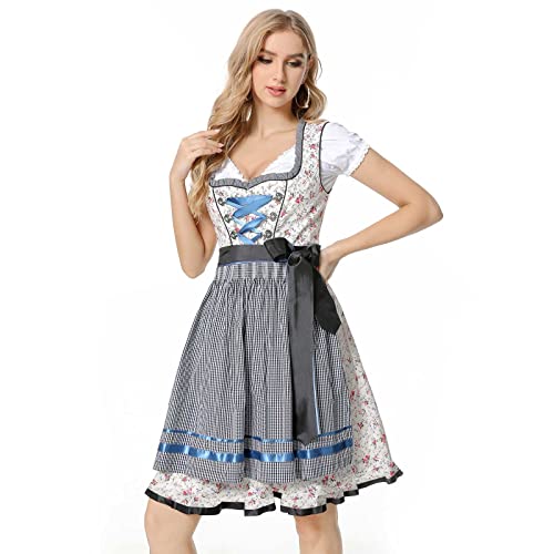 Sfit Damen Dirndl Midi Kleid Dirndlkleid 3tlg. Trachtenkleid Set...