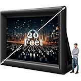QILEBA 20 FT Inflatable Projector Movie Screen for Outside, Blow up Projector Screen Front/Rear Projection for Backyard Movie Night Outdoor Party
