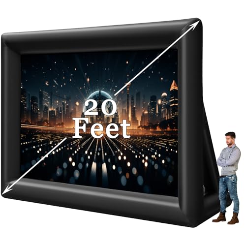 Image of QILEBA 20 FT Inflatable Projector Movie Screen for Outside, Blow up Projector Screen Front/Rear Projection for Backyard Movie Night Outdoor Party