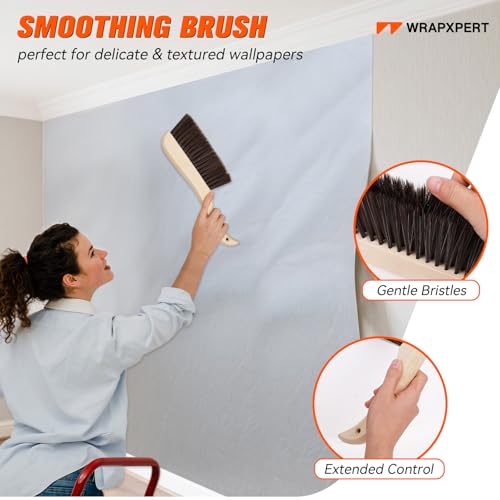 Image of WRAPXPERT Wallpaper Smoothing Tools, Wallpaper Tools for Peel and Stick, with Smoothing Brush, Smoother Squeegees, Wall Paper Kits for Adhesive Contact Paper, Backsplash Tile, Countertop Film Applying