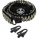 Ten Point Gear - 2 Point Gun Sling 550 Rated Outdoor Paracord with Adjustable Swivels and Clips for Rifle, Shotgun, and Crossbow Perfect for Hunting, Shooting, Gun Safety - Black & Tan/Green Camo