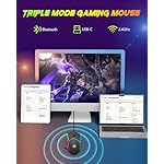 Redragon Wireless Gaming Mouse, Tri-Mode 2.4G/USB-C/Bluetooth Ergonomic Mouse Gaming, 8000 DPI, RGB Backlit Programmable Wireless Mouse, Rechargeable, 250 Hrs for Laptop PC Mac, M814 - Image 2