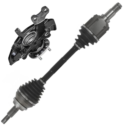 Image of Detroit Axle - FWD Front Left Steering Knuckle CV Axle for 2004-2010 Toyota Sienna, Driver Side CV Axle Shaft Steering Knuckle & Wheel Bearing Hub 2005 2006 2007 2008 2009 Replacement