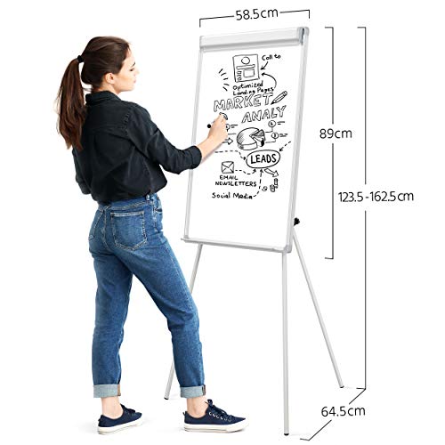 Yaheetech 2-in-1 flipchart en whiteboard met driepootstandaard, ezel 60 x 90 cm, magneetbord voor kantoor, thuiskantoor… - Image 4