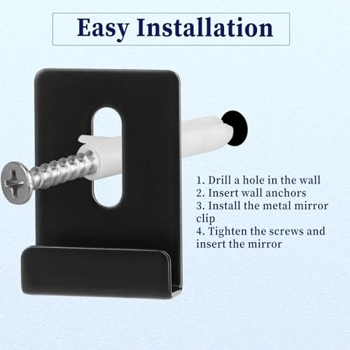 Image of 12 Pack Mirror Wall Mounting Clips Metal Mirror Clips Wide Channel Heavy Duty Mirror Hangers J Hooks Wall Hanger Fastener Mirror Hanging Hardware for Wall Mounting Billboard Displays(1 /4 Inch)