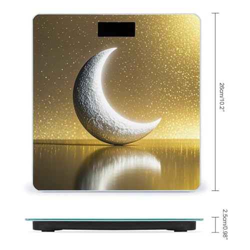 Báscula Digital para Baño Fondo Dorado y Luna Creciente miniatura 2