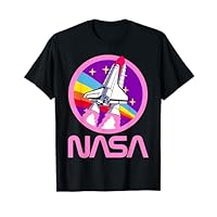 Nerdy NASA Rainbow Rocket Launch Girls Science Teacher T-Shirt