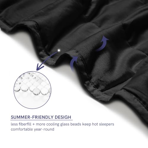 Image of YnM 20lbs Weighted Blanket for Adults, Cotton Heavy Bed Throw Blanket with Cooling Glass Beads for All Season Use, Ideal for One Person of 190lbs (60x80 Inches, Queen Bed, Black)
