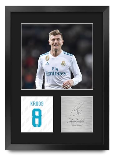 Cadre A3 Toni Kroos Real Madrid avec autographe imprimé premium pour collectionneur