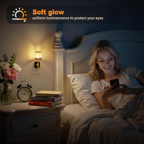 Image of JandCase Night Lights Plug into Wall, 2 Pack Vintage Nightlights | Dusk to Dawn Sensor, 0-100LM Dimmable, Crystal Lamp for Living Room Bedroom Hallway