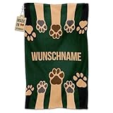 Print Royal PR Personalisiertes Hundehandtuch mit Name selbst gestalten - Pfote - Pfotentuch für Hunde, Haustier-Handtuch | Fotohandtuch, 50 x 30 cm grün