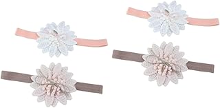 Toyvian 4 Unidades De Faixa De Renda De Flor Elástica Faixa De Cabelo Para Meninas Recém-Nascidas Faixa De Cabelo Para Bebê Acessórios Para Cabelo De Bebê Faixas De Cabeça Para Bebês