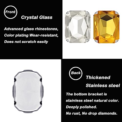 Yixinly 236 Stück Strasssteine zum Aufnähen, Große Strasssteine zum Nähen mit Krallen, Metall Krappenfassung Glas Nähen Edelsteine​für DIY-Bastelkleidung, Kleidungs, Schuhe, Taschen (Weiß)