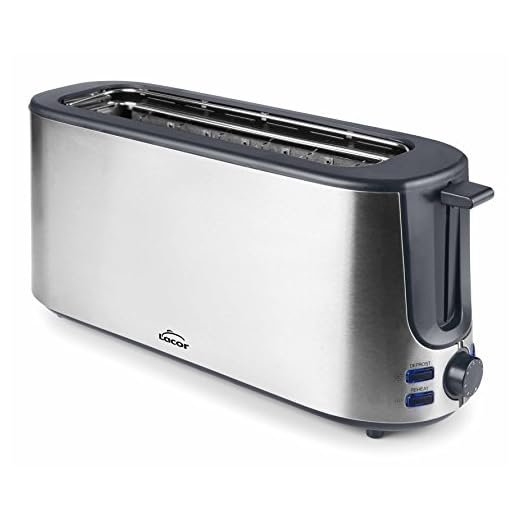 Lacor 69360 Tostadora con Ranura Larga, 1000 W, Acero Inoxidable, Plata