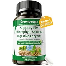 GREENPEOPLE Digestive Enzymes for Women & Men - Gentle Gut Health & Cleanse Capsule with Slippery Elm, Chlorophyll, Spirulina, Probiotics Complex - Complete Sensitive Gut Supplement 60 Count 2 Packs