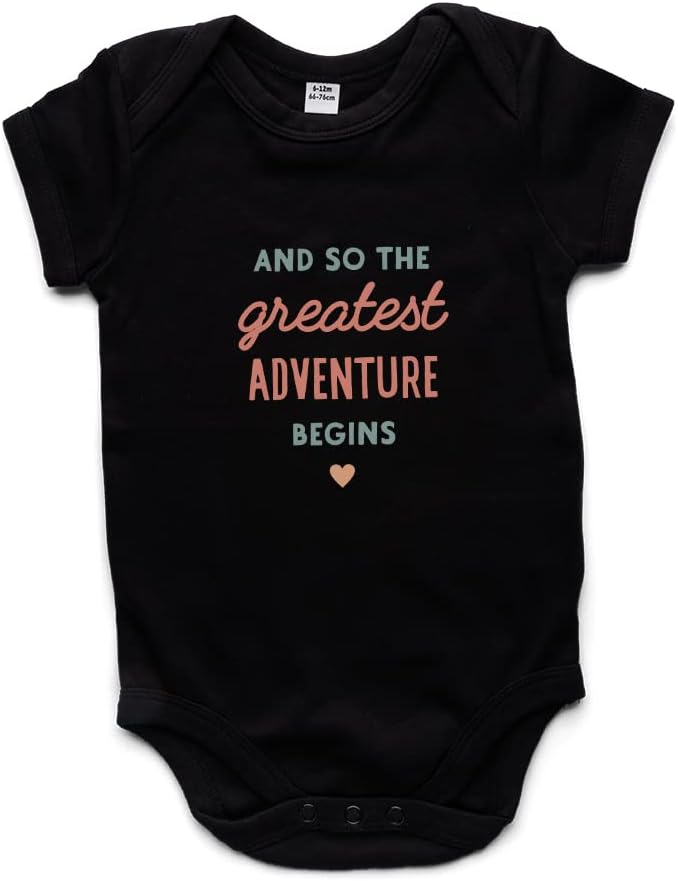 ‘And So The Greatest Adventure Begins’ Baby Grow - Gender Neutral Baby Gifts - Organic Cotton Baby Clothes - 3-6 Months or 6-12 Months