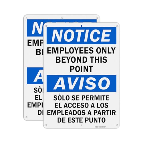 Panneau Employees Only Beyond This Point imperméable 25,4 x 17,8 cm extérieur résistant
