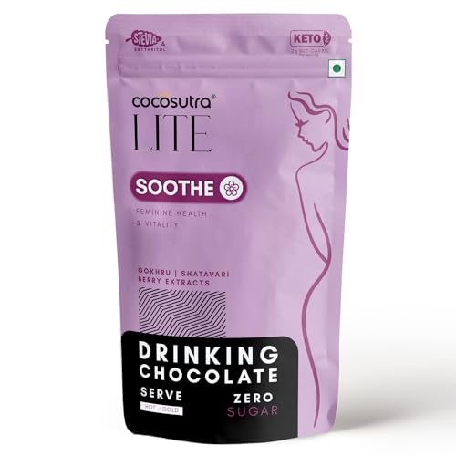 Image of Cocosutra SOOTHE - Sugar Free Drinking Chocolate Mix | For Feminine Health & Period Pain Relief | Gokhru, Shatavari & Berry Extracts | Vegan | Keto Friendly | Enjoy hot or cold | 200 g