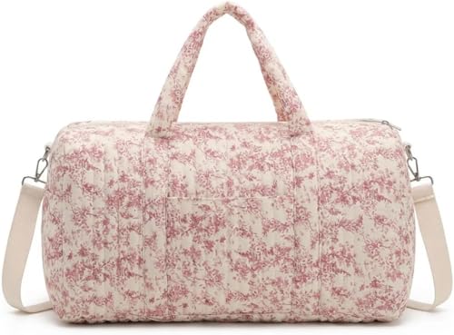 Sac de maternité mignon et grand sac week-end matelassé à motifs floraux et poches