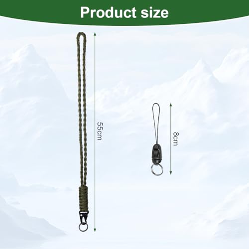 Vicloon Paracord Schlüsselanhänger, 1 Stück Umhängeband Schlüsselband, Paracord Lanyard mit Metall Ring und Adlerschnabelknopf Geflochtenes Lanyard für Schlüssel, Ausweishalter (Armeegrün)