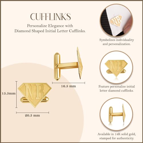 Mancuernillas personalizadas grabadas en oro amarillo 14k miniatura 3