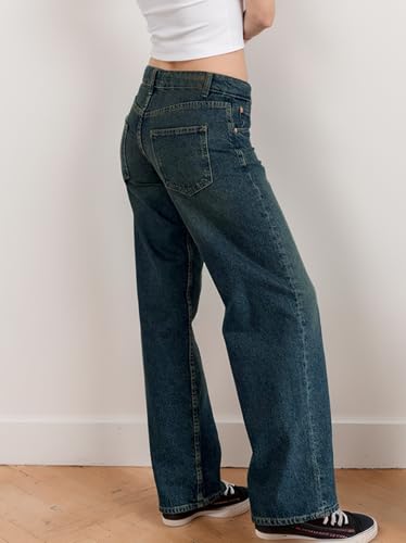 Low Rise Baggy Jeans for Women Y2K Low Waisted Straight Leg Trendy Bootcut Jeans Teen Girls Casual Loose Fit Boyfriend Jeans2