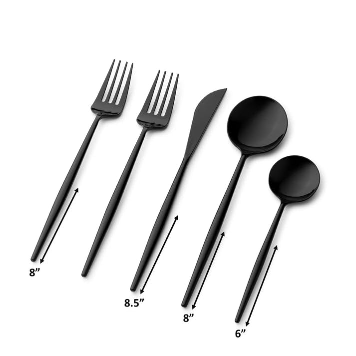 Nicole Fantini 80 Pcs - Elegant Black Cutlery Premium 8 Servings Plastic Flatware For Thanksgiving : For All Occasions : 2 Packs