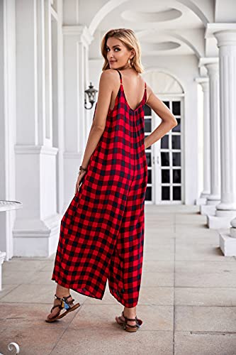 Image of BUENOS NINOS Women's V Neck Floral Maxi Dress Boho Printed Adjustable Spaghetti Strap Ethnic Beach Long Dress with Pockets