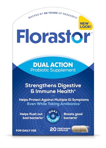 Florastor Probiotics for Digestive & Immune Health, 20 Capsules, Probiotics for Women & Men, 1...