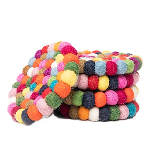 55% OFF Woolygon Merino Wool Coasters – Multicolor Set of 5 - Image 2