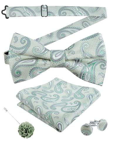 Image of Alizeal Mens 4pcs Vintage Paisley Bow Tie Set