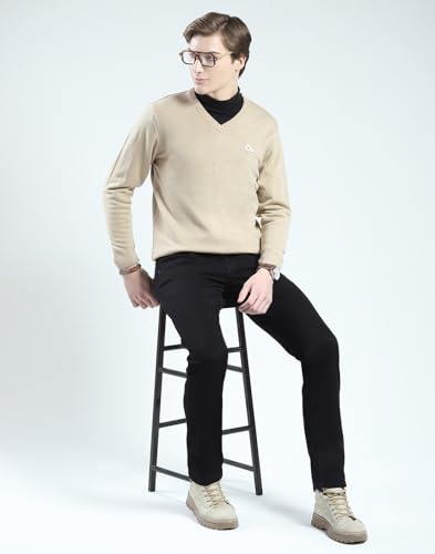 Image of Monte Carlo Men's Regular Fit Pullover | Solid V Neck Style | Full Sleeves Pull On | Warm & Stylish Winter Fashion Sweater | Winter Sweater for Men's