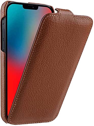 Housse à rabat vertical iPhone 13 Mini étui cuir marron clapet antichoc