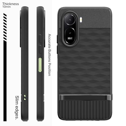 Image of Pikkme Back Cover for Redmi A7 Pro /Poco C85x 5G Camera Protection 3D Hexa Cube Design Silicone Protective Bumper Case (Black)