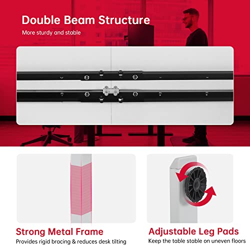 Electric Standing Desk Height Adjustable Computer Desk 55 Inches Home Office Gaming Desk Writing Computer Workstation Pc Simple Sit-Stand Large Working Area Student Kids Study Desk (White) #TOP5