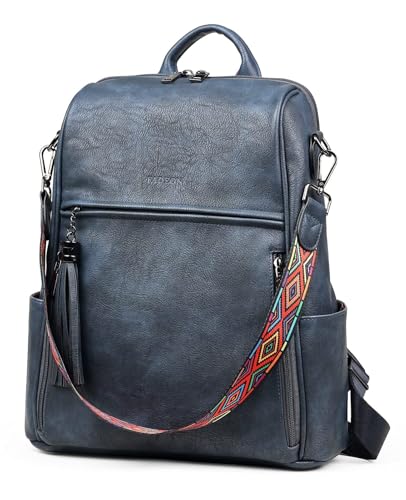 Image of FADEON Leather Backpack Purse for Women Designer Travel Backpack Purses PU Fashion Ladies Shoulder Bag with Tassel