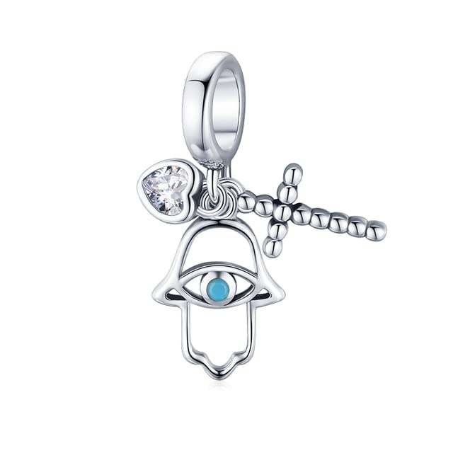 Colgante de cruz de la suerte en plata y ojo azul para regalar en ocasiones especiales