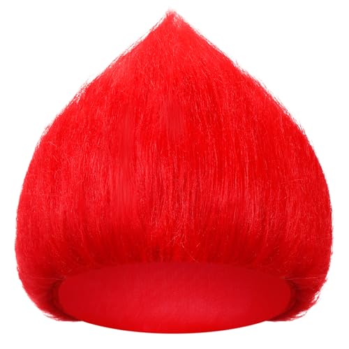 Image of Geyoga 1 Pcs Funny Wig Crazy Hair for Halloween Party,Red