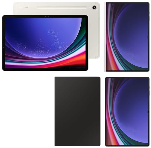 Image of Samsung Tab S9 Ultra, RAM 12 GB, ROM 512 GB Expandable, Wi-Fi Tablet, Beige with S9 Ultra Screen Protector, Transparent & S9 Ultra Notepaper Screen, White & S9 Ultra Book Cover Keyboard, Black
